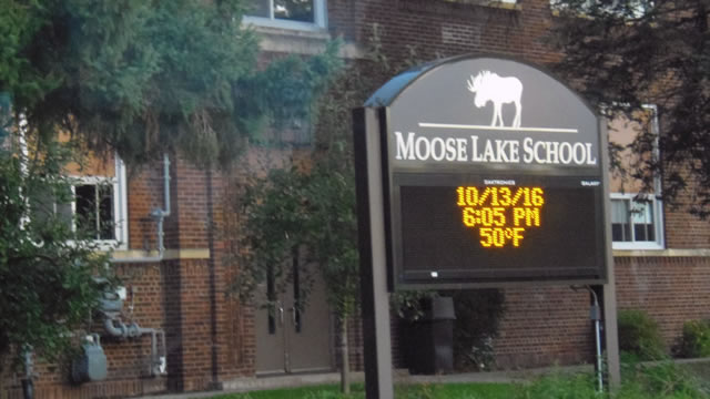 Moose Lake School sign